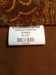 RUNNER / CRATE & BARREL 14 X 90" BROWN PAISLEY DINING TABLE 21423E - Picture 1 of 5
