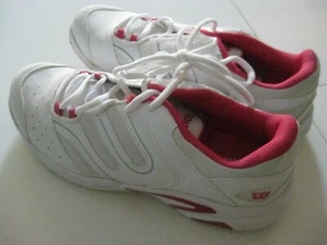 New Ladies Size 5.5 WILSON JR TOUR CONSTRUKT White//Pink Tennis Shoe - Picture 1 of 12