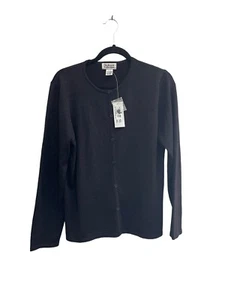 NWT Style & Co. Women Medium Button Sweater Cardigan Black Silver Metallic #1628 - Picture 1 of 9