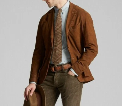 Men's Brown Suede Blazer - Image 1 of 4