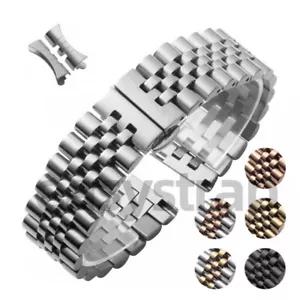 12 mm-24 mm gerades + gebogenes Endarmband Edelstahl Metall Uhrenarmband Band - Bild 1 von 12