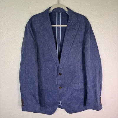 Bonobos Blazer Jacket Mens 42 L Athletic Fit Linen Blend Marzotto 42L Blue - Image 1 of 4