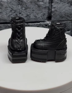 Bratz Doll Platform Boots Shoes Custom Resin Black - Picture 1 of 4