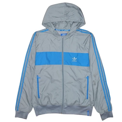Adidas 90's Striped Sleeves Full Zip Up Windbreaker Medium  Grey - Image 1 of 4
