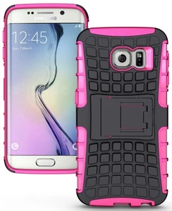 PINK GRENADE GRIP SKIN HARD CASE COVER STAND FOR SAMSUNG GALAXY S6 EDGE SM-G925 - Picture 1 of 6