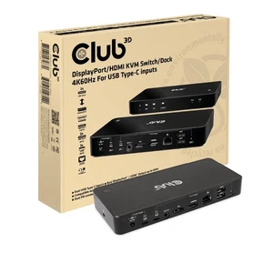 Club 3D DisplayPort/HDMI KVM Switch 4K60Hz For USB Type-C Inputs - Picture 1 of 9