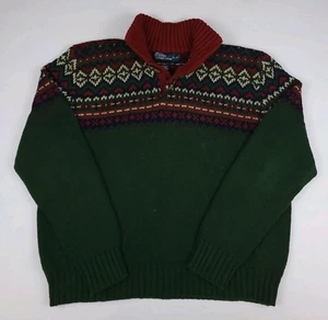 Vintage Polo Ralph Lauren Baumwolle Leinen Mehrfarbig Muster Strick Pullover Knebel RL - Bild 1 von 6