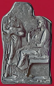 #44103 Old metal typographic cliché. Ancient Greek sculpture, engraving. - Picture 1 of 5