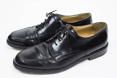 Sapatos sociais Oxfords pretos Johnston & Murphy CELLINI 10 M masculino feitos na Itália - Imagem 1 de 4