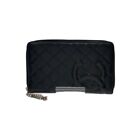 CHANEL Cambon Line Long Wallet Round Zipper Black Pink Coco Mark Women's Auth