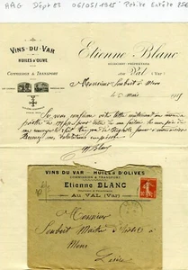 Dépt 83 - Le Val - Petite Entête Secteur des Vins & Huiles d'Olive du 06/05/1915 - Picture 1 of 1