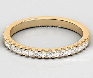 Lab Grown VS/G Diamond Ring Band Women 14k Yellow Gold Jewelry - Picture 1 of 9