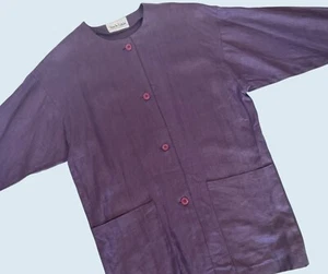 Vintage DIANE VON FURSTENBERG Purple Linen 1980s Jacket Blazer Sz S - Picture 1 of 7