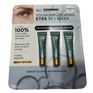 RoC Hydrate & Plump Eye Cream | 3-Pack (0.6 oz Each) | Dermatologist Recommend - Picture 1 of 9