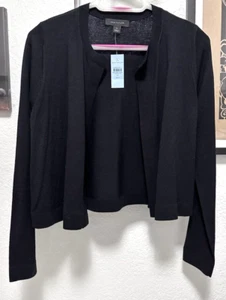Ann Taylor Cropped Open Front Cardigan Black Sz Petite M NWT Free Shipping - Picture 1 of 5