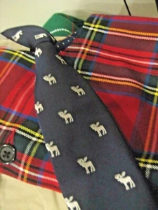 NEW Boy Toddler 12-18-24 Mo Navy Blue XMAS MOOSE NECK TIE PRE-TIED Clip - Picture 1 of 6