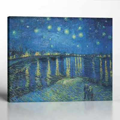 Starry Night Decor, Van Gogh Wall Art Starry Night Over the Rhone Canvas Print - Image 1 of 4