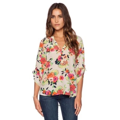 Yumi Kim Women’s Peonies Bloom Floral Pink Orange Blouse Top Medium - Image 1 of 4