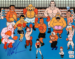 MIKE TYSON AUTOGRAPHED 11X14 PHOTO PUNCH-OUT WITH CAST BECKETT BAS STOCK #202436