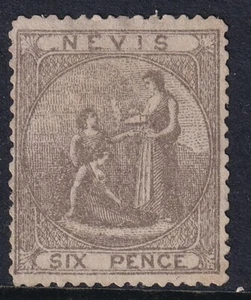ST KITTS-NEVIS - NEVIS QV SG19, 6d gris - como nuevo sin goma de mascar - Imagen 1 de 2