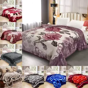 Reversible 2 PLY Heavy Weight Super Soft Warm Blanket King Size Luxury Bed Throw - Picture 1 of 22