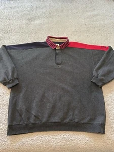 Cutter and Buck Men's Sweatshirt 3XT Gray Blue Red Quarter Button Logo Pullover - Picture 1 of 13