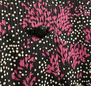 Vintage 70's Dark Academia Dress w/ Belt Black Pink Floral White Dots & Ascot - Picture 1 of 6
