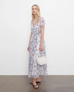 Club Monaco Sz 00P Maxi Wrap Floral Dress Short Sleeve MSRP $289 NWT - Picture 1 of 10