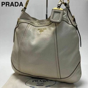 PRADA Shoulder Bag Vitello Leather Beige - Picture 1 of 24