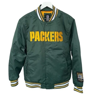NWT NFL Green Bay Packers Embroidered Logo Snap Button Bomber Jacket Size Medium - Picture 1 of 17
