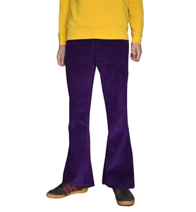FLARES Purple Mens STRETCH bell bottoms Cords hippie vtg Mod trousers 70s 60s - Picture 1 of 3
