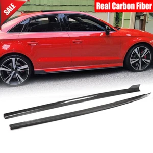 For AUDI A3/S3/RS3 8V Sedan 17-23 Real Carbon Side Skirt Extension Lip Splitters - Picture 1 of 12