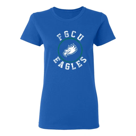 FGCU Eagles Distressed Circle Logo Womens T-Shirt - Royal Cover