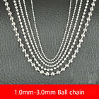 925 Sterling Silver Ball Chain 1.0-3mm Beads Necklace Stamped Italy Spring Clasp