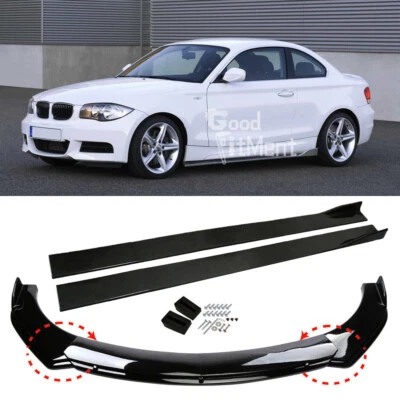 Für 1er E82 E88 Glänz Frontlippe Spoilerschwert Spoilerlippe + Seitenschweller - Bild 1 von 4