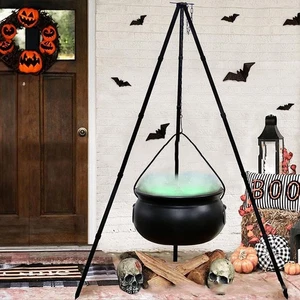 Indoor Outdoor Halloween Witch Jar Tripod with Battery Operated Lights - Picture 1 of 8