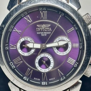 Orologio Invicta Swiss Specialty quadrante viola 40 mm cronografo acciaio inox 2876 - Foto 1 di 8