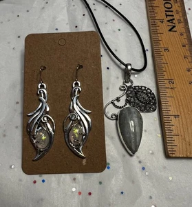 925 Silver Gemstone Pendant With Fashion Earrings - Picture 1 of 15