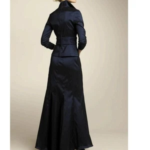 Vintage Tadashi Shoji Collection Marine Tafetta Abend Rock + Bluse Set Größe 6 - Bild 1 von 12