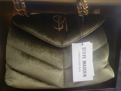 STEVE MADDEN BCOLEMAN ~ VELVET SUEDE QUILTED SHOULDER BAG    Emeral GREEN    NWT - Image 1 of 3