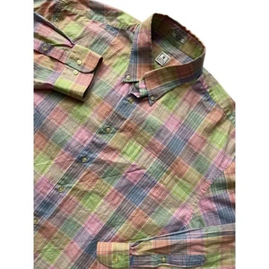 NWOT Peter Millar crown Long Sleeve Button Down Dress Shirt Plaid Pastel  XXL 2X - Picture 1 of 10