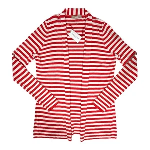 Cardigan aperto Banana Republic piccolo rosso atomico a righe lungo carriera leggero 80€ nuovo con etichette - Foto 1 di 7