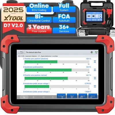 2025 XTOOL D7 V2.0 Full System Scan Tool Bi-directional Auto Scanner Key Coding