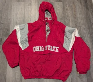 CHAQUETA ABRIGO JERSEY VINTAGE OHIO STATE BUCKEYES AÑOS 90 OSU MAJESTIC 1/2 CREMALLERA XL - Imagen 1 de 10