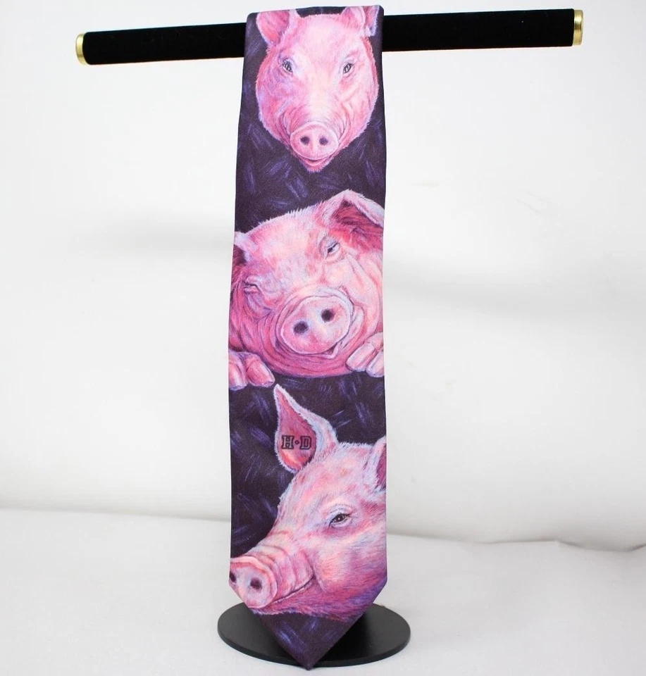 Corbata Harley-Davidson Para Hombre Talla Única Púrpura Cerdo Novedad Ralph Marlin Hecha en EE. UU. Foto 1 de 3