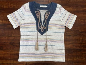 Zimmermann Tunika Top T-Shirt bunt gestreift Quaste Damen Gr. 0/XS Leinen - Bild 1 von 10