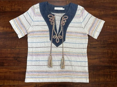 Zimmermann Tunic Top Shirt Multicolored Striped Tassel Women’s Size 0/XS Linen - Image 1 of 4