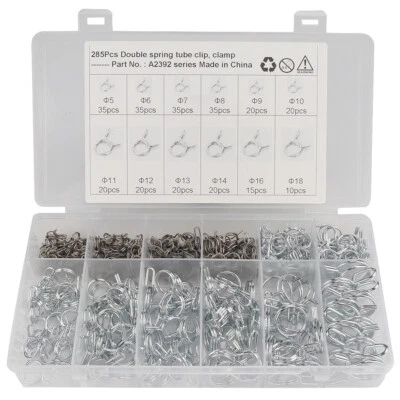 285X Motorcycle Double Wire Fuel Line Hose Spring Tube Clamp Kit Stainless Steel - Image 1 of 4