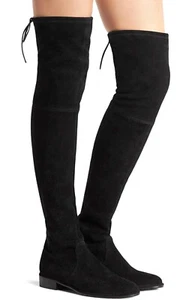 Stuart Weitzman Lowland Women's Stretch Suede Over the Knee Boot Black Size 11.5 - Picture 1 of 9