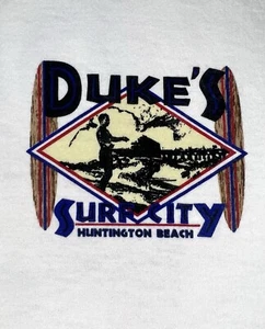 Vintage Dukes Surf City Huntington Beach White T Shirt XXL 25”x 29” - Picture 1 of 8